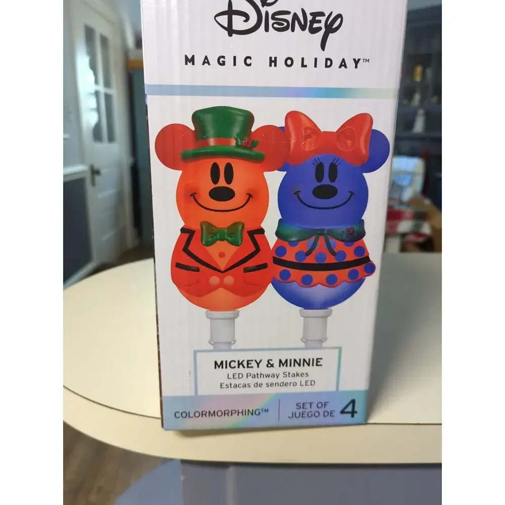 Disney Magic Holiday Mickey & Minnie Mouse Multi-color LED Pathway Lights NEW